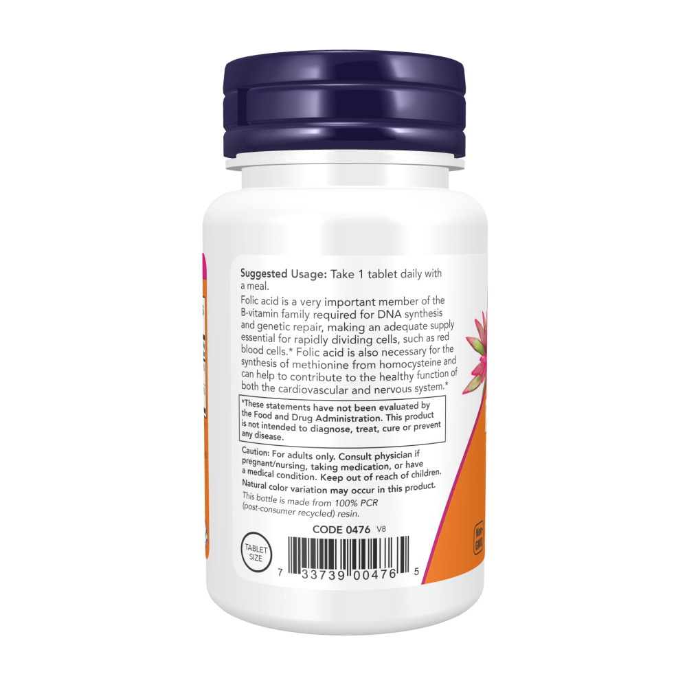 Maintenant - Acide folique 800 mcg + B-12 25 mcg - Végétarien 250 comprimés