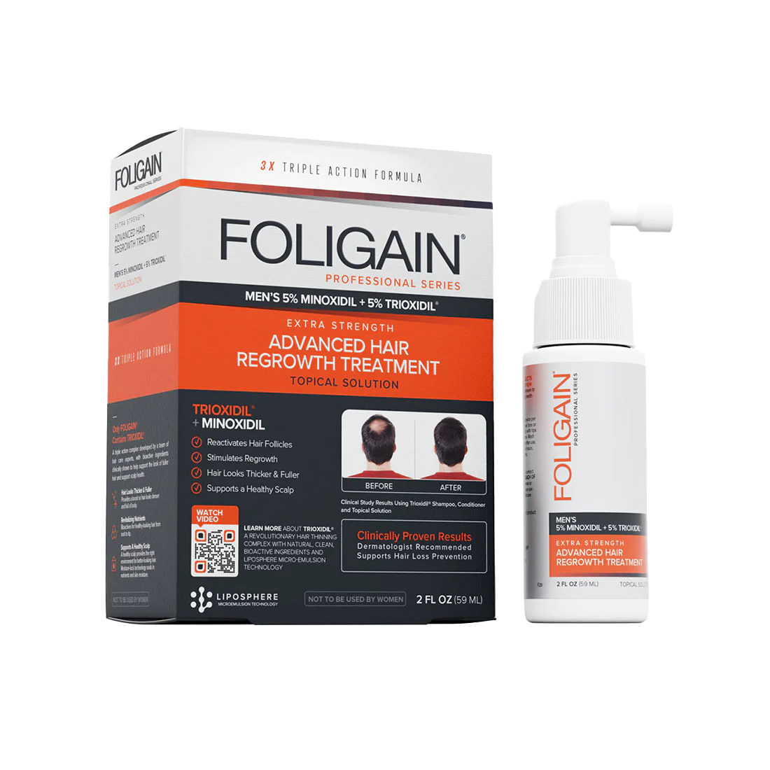 Foligain - Hair Regrowth 5% Minoxidil & 5% Trioxidil Treatment For Men