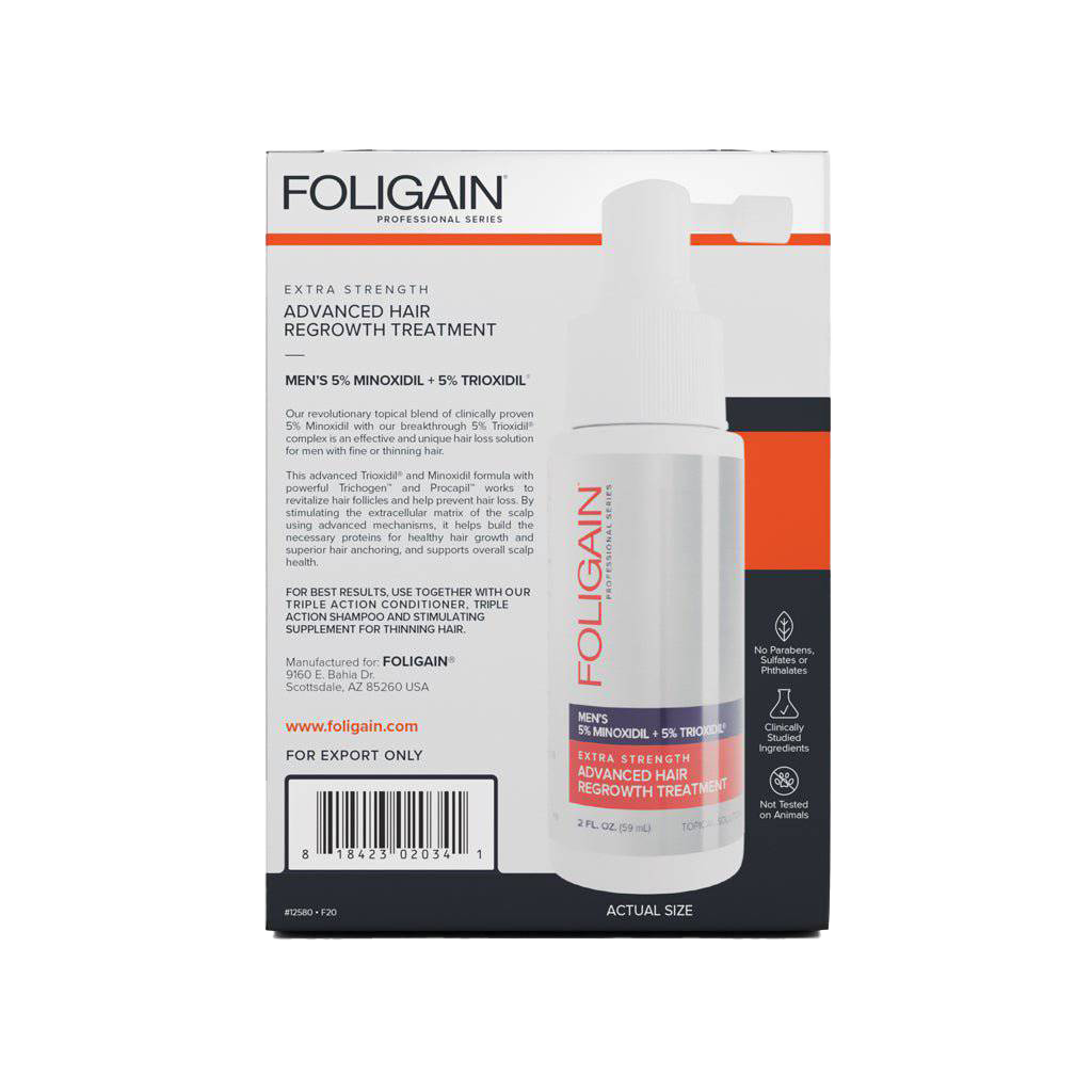 Foligain - Hair Regrowth 5% Minoxidil & 5% Trioxidil Treatment For Men