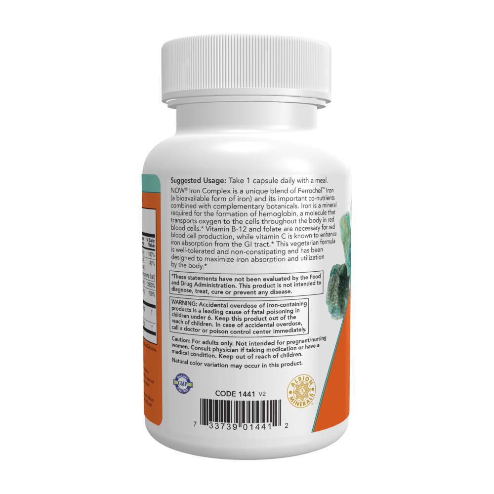 Maintenant - Capsules de complexe de fer (glycinate) 100 Vcaps