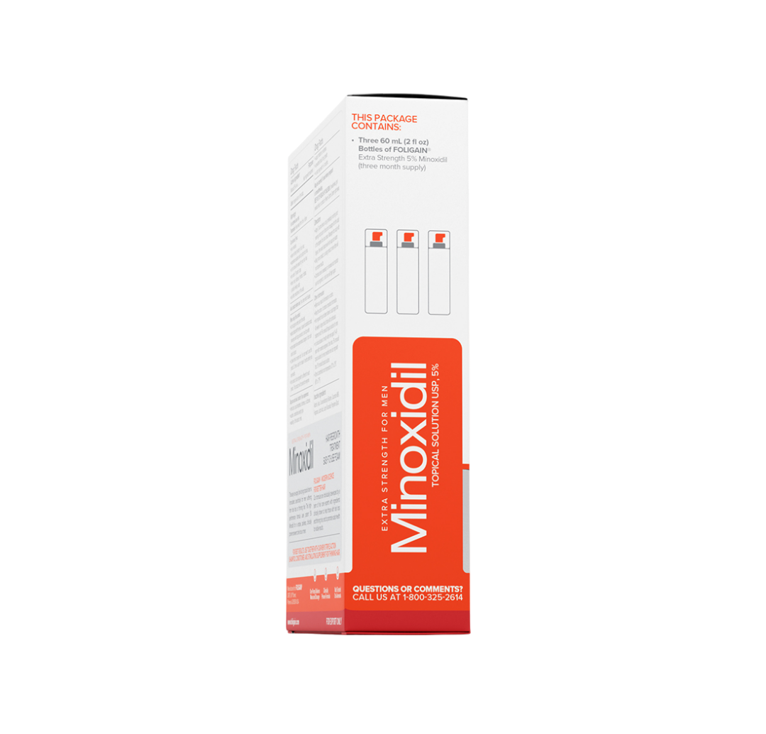 Minoxidil packaging on a white background