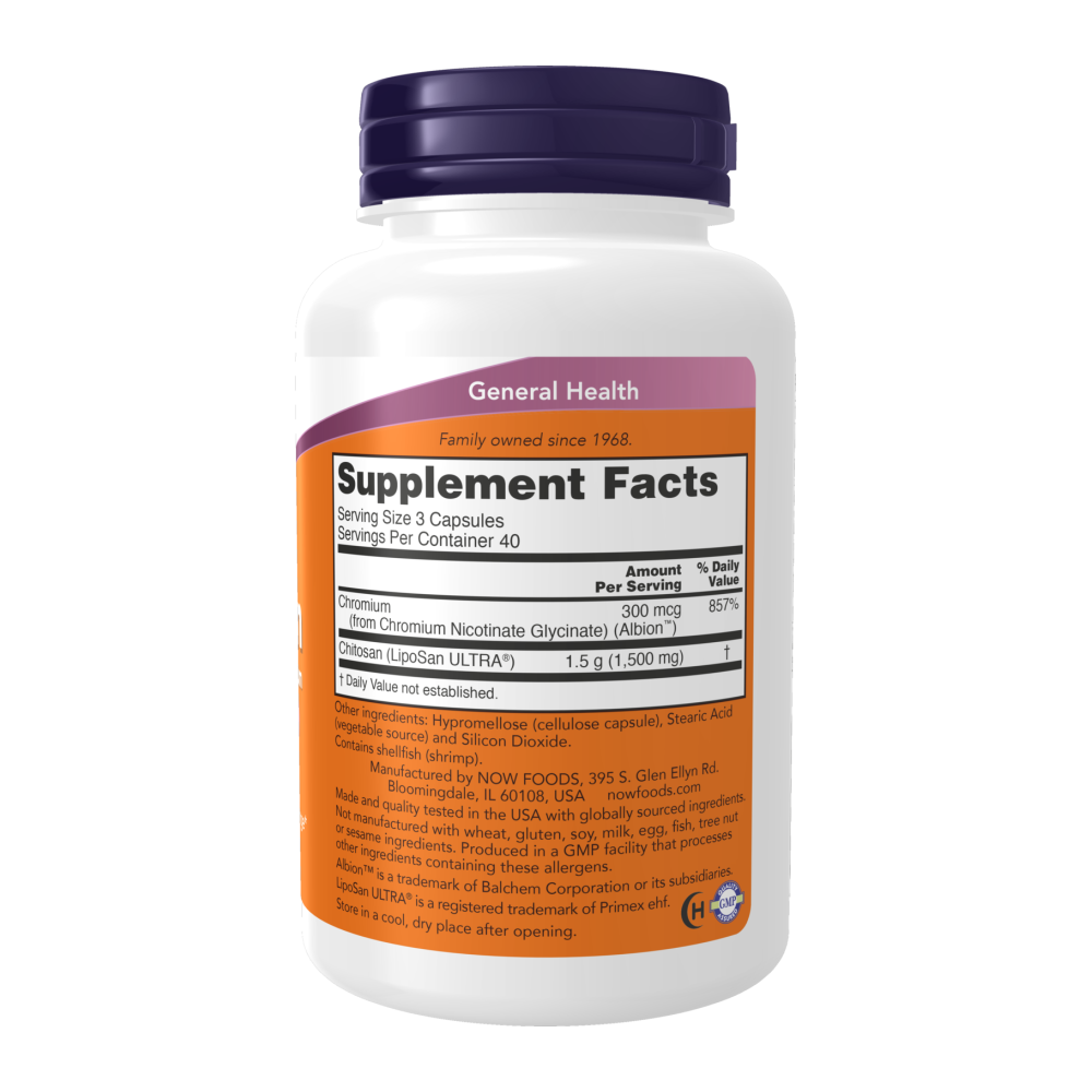 Maintenant - Chitosan 500 mg avec chrome, 120 Caps