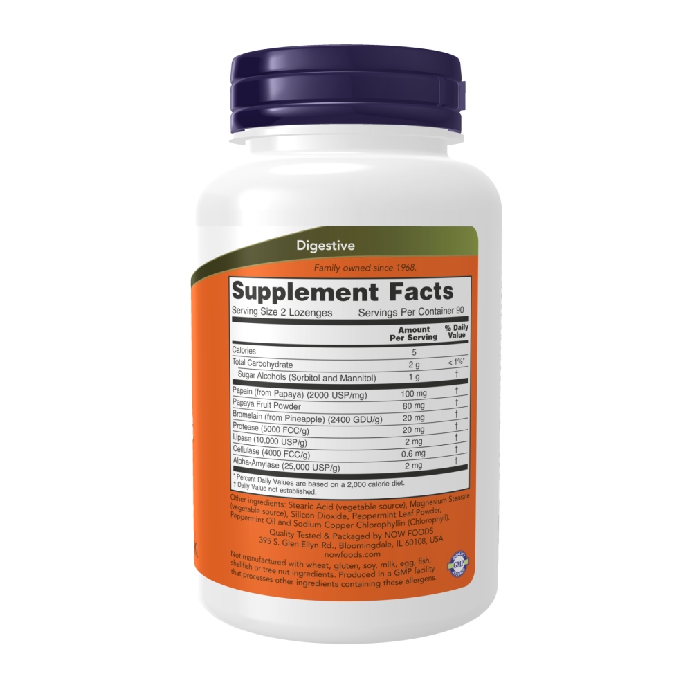 Maintenant - Enzymes de papaye à croquer, 180 pastilles