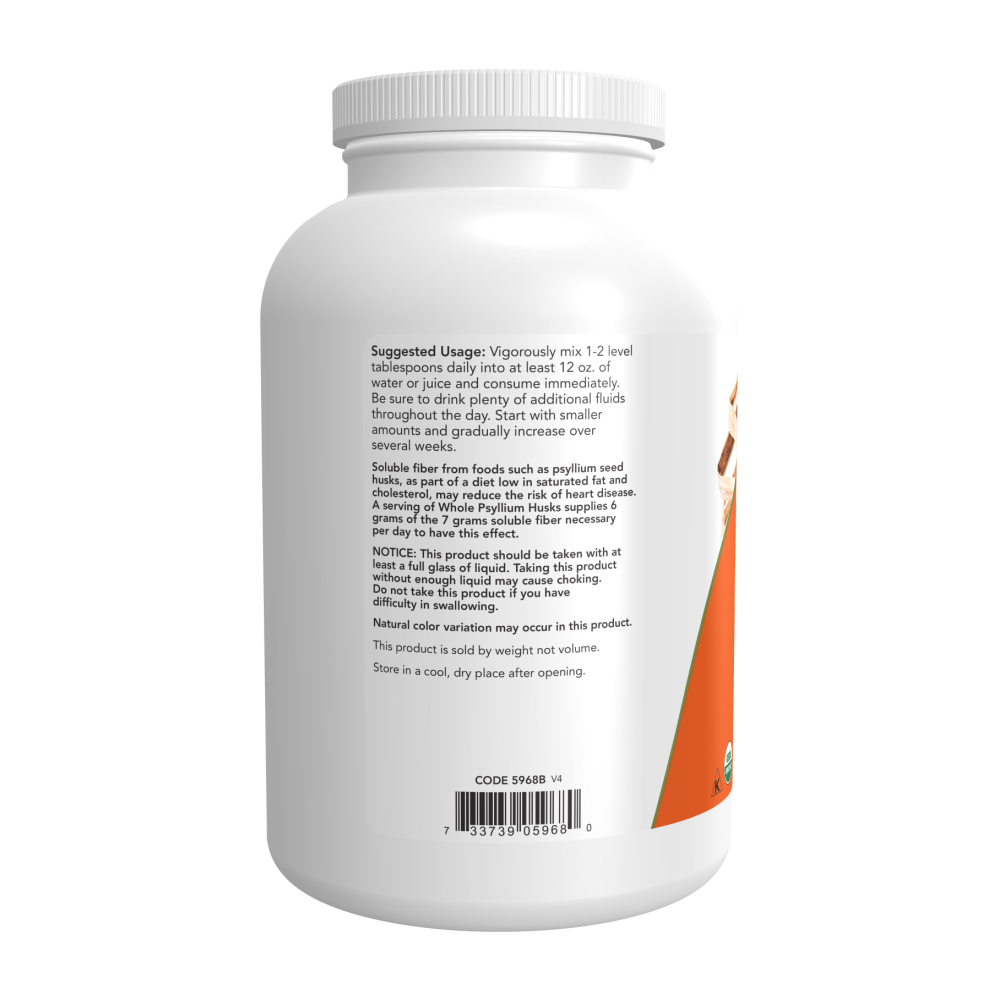 Now - Cosses de psyllium entières biologiques, fibres solubles, 340 g