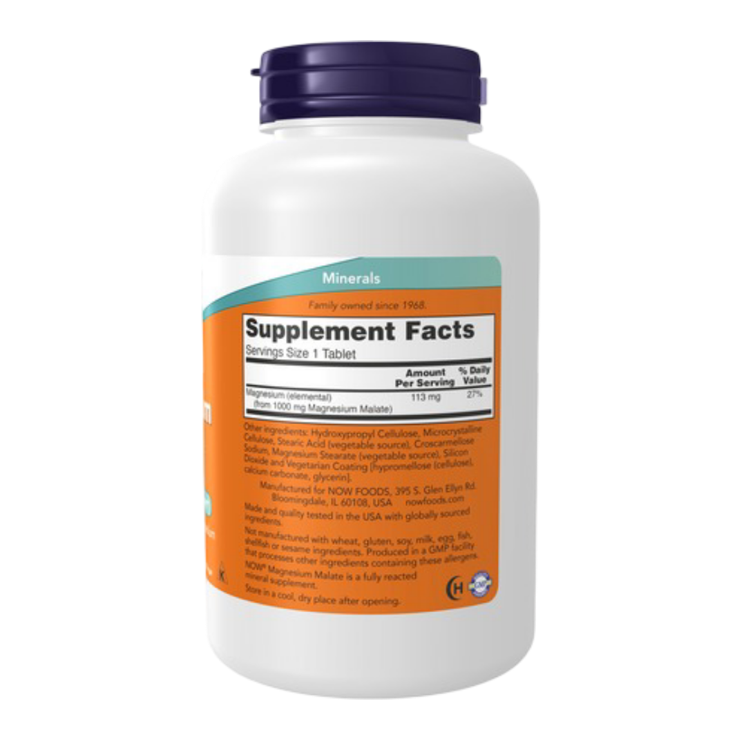 Maintenant - Malate de magnésium, soutien du système nerveux, 1000 mg, 180 comprimés