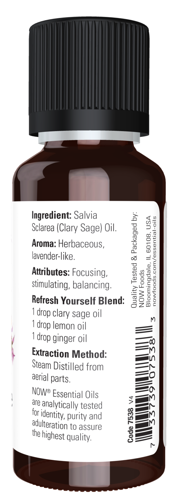 NOW Foods Essential Oils - Huile de sauge sclarée, 1 once (paquet de 2)