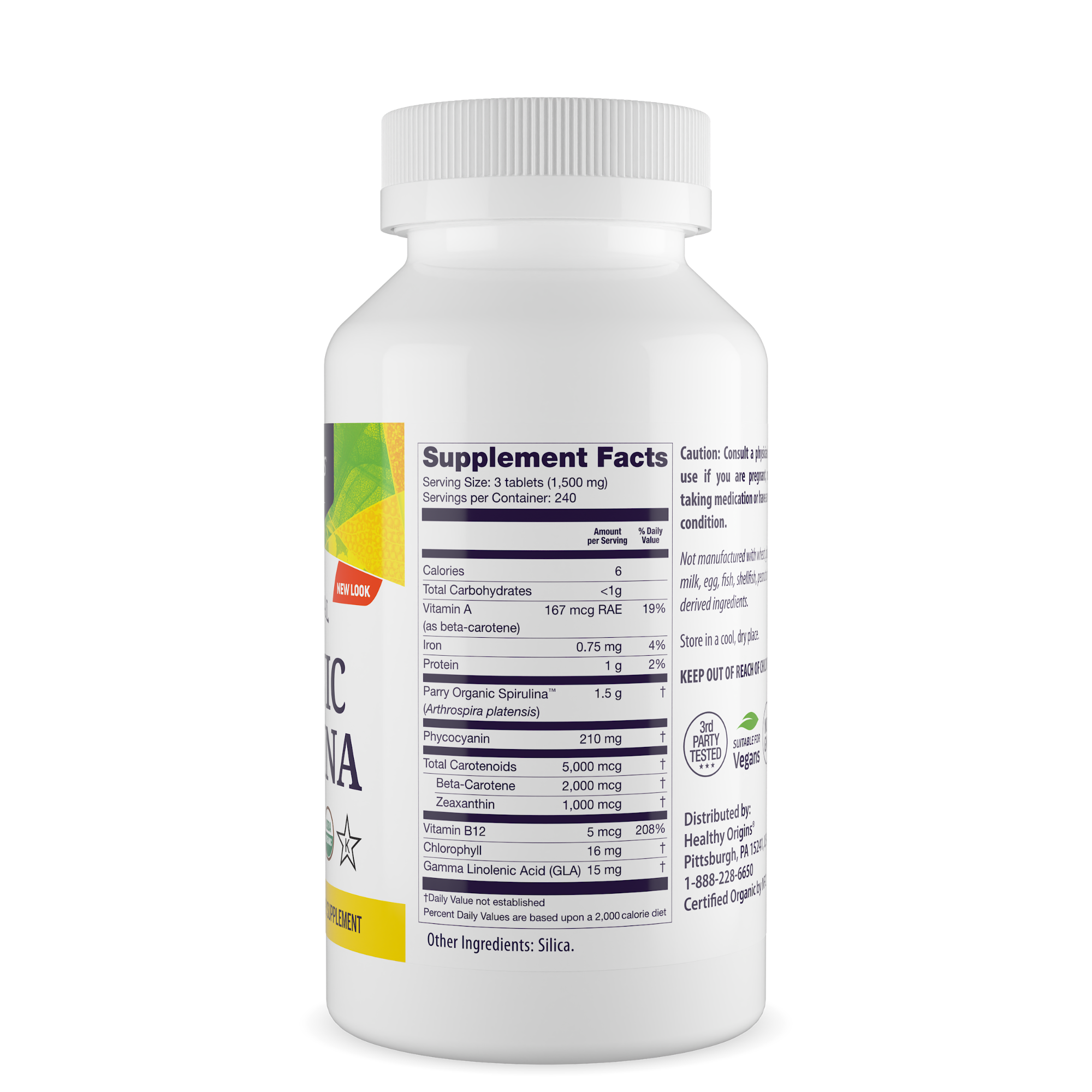 Healthy Origins - Spiruline, 500 mg (biologique)