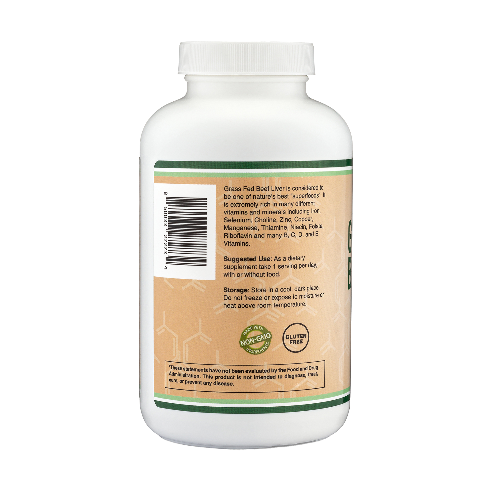 Double Wood - Foie de bœuf nourri à l'herbe - 180 x 500 mg gélules