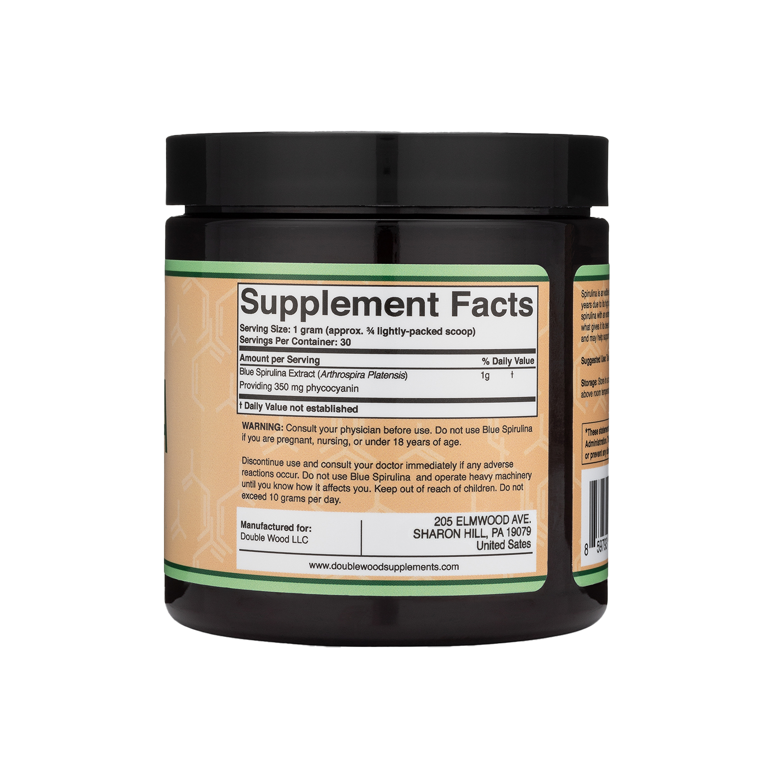 Double Wood - Poudre de Spiruline Bleue - 30 grammes par pot