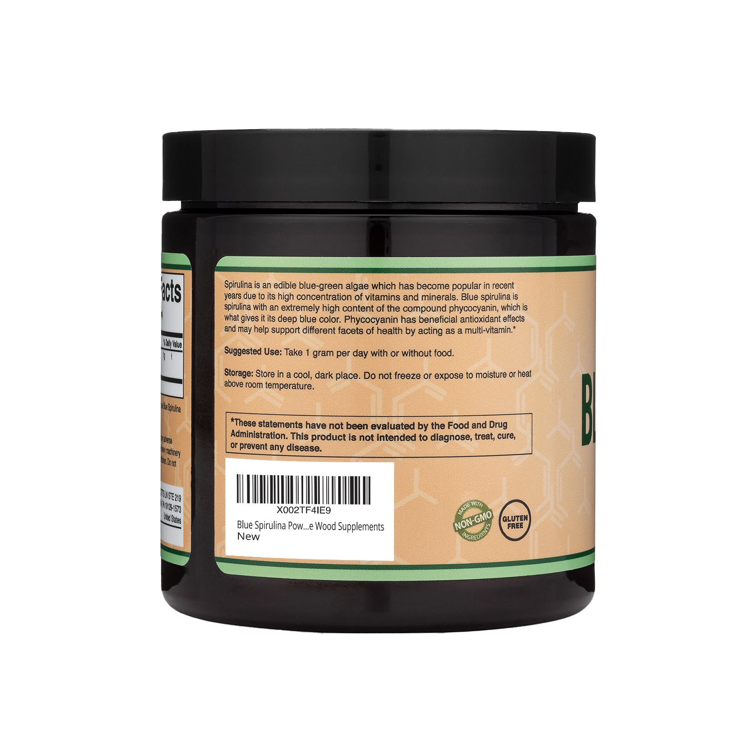 Double Wood - Poudre de Spiruline Bleue - 30 grammes par pot