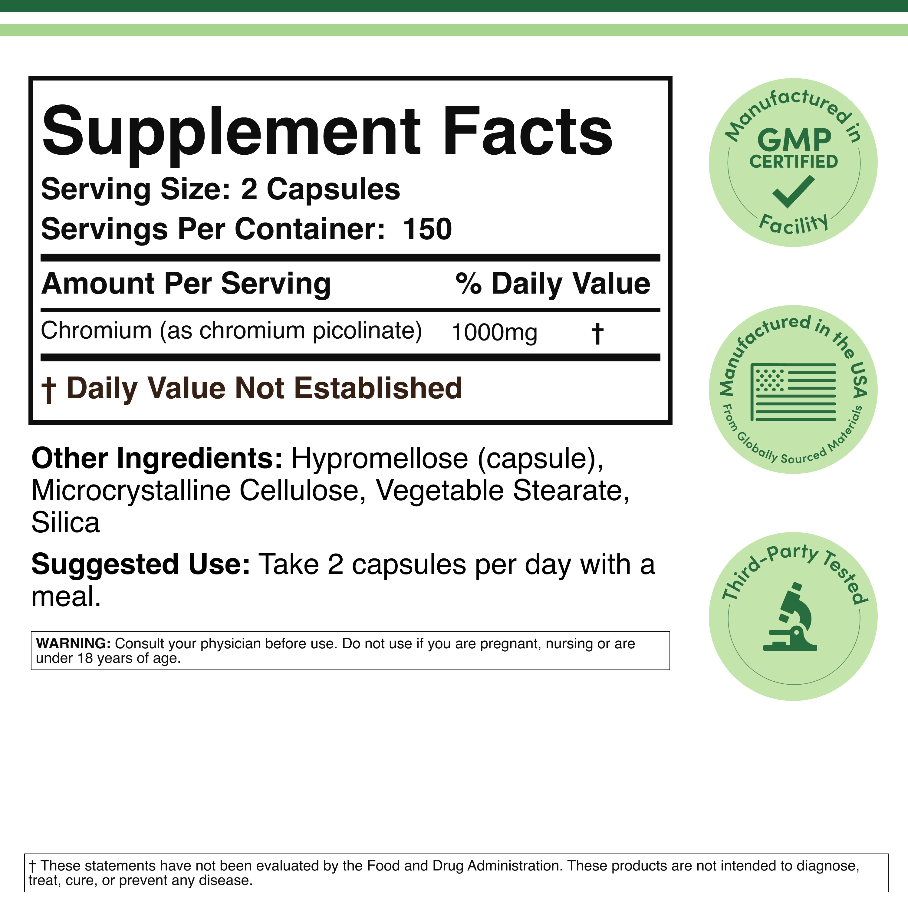 Double Wood - Picolinate de chrome - Capsules de 300 x 500 mcg