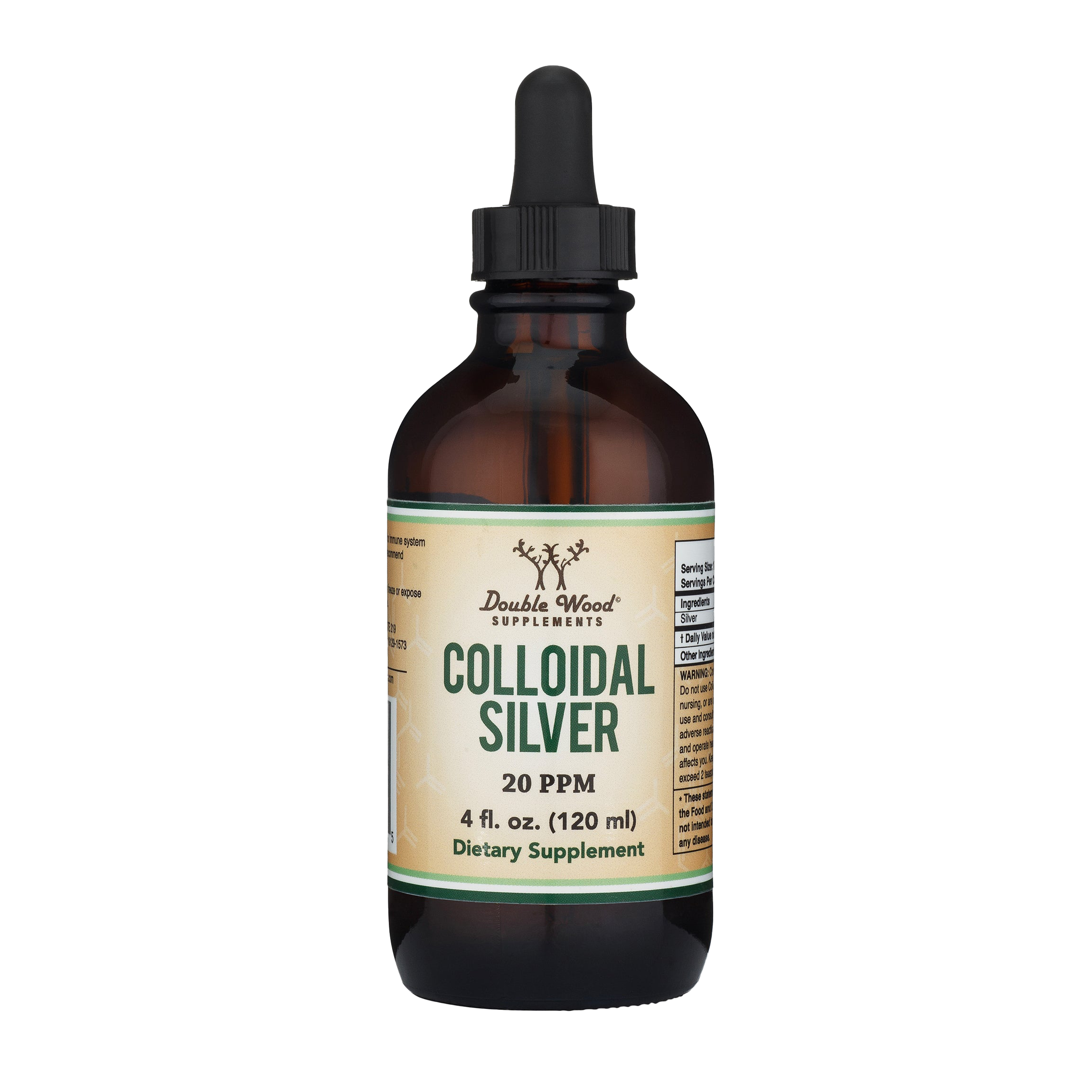 Double Wood - Argent colloïdal - 20 PPM, 4 fl. Bouteille d'onces