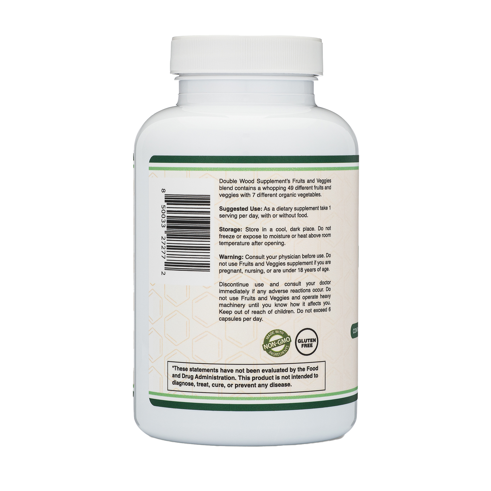 Double Wood - Fruits et légumes quotidiens - Capsules de 180 x 500 mg