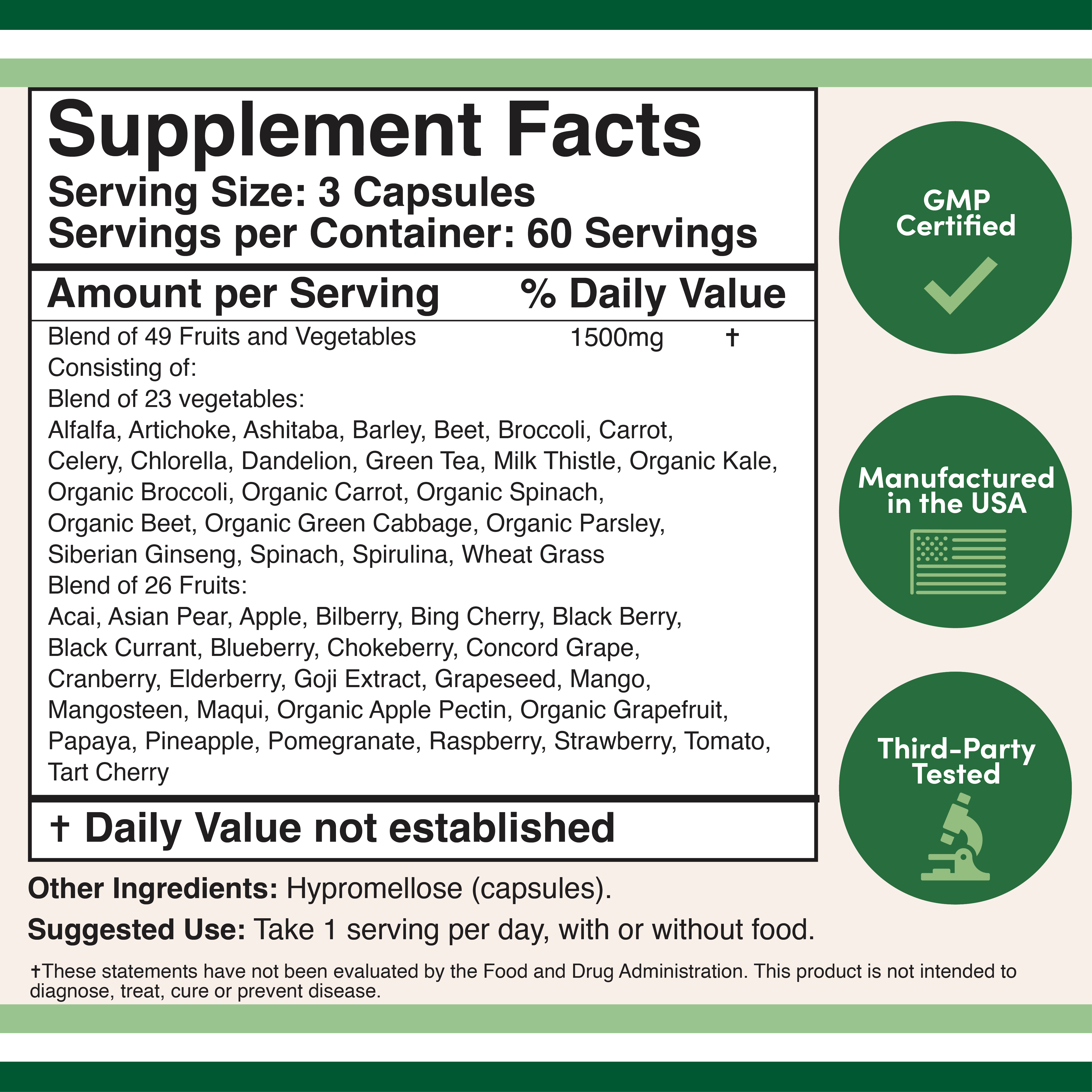Double Wood - Fruits et légumes quotidiens - Capsules de 180 x 500 mg