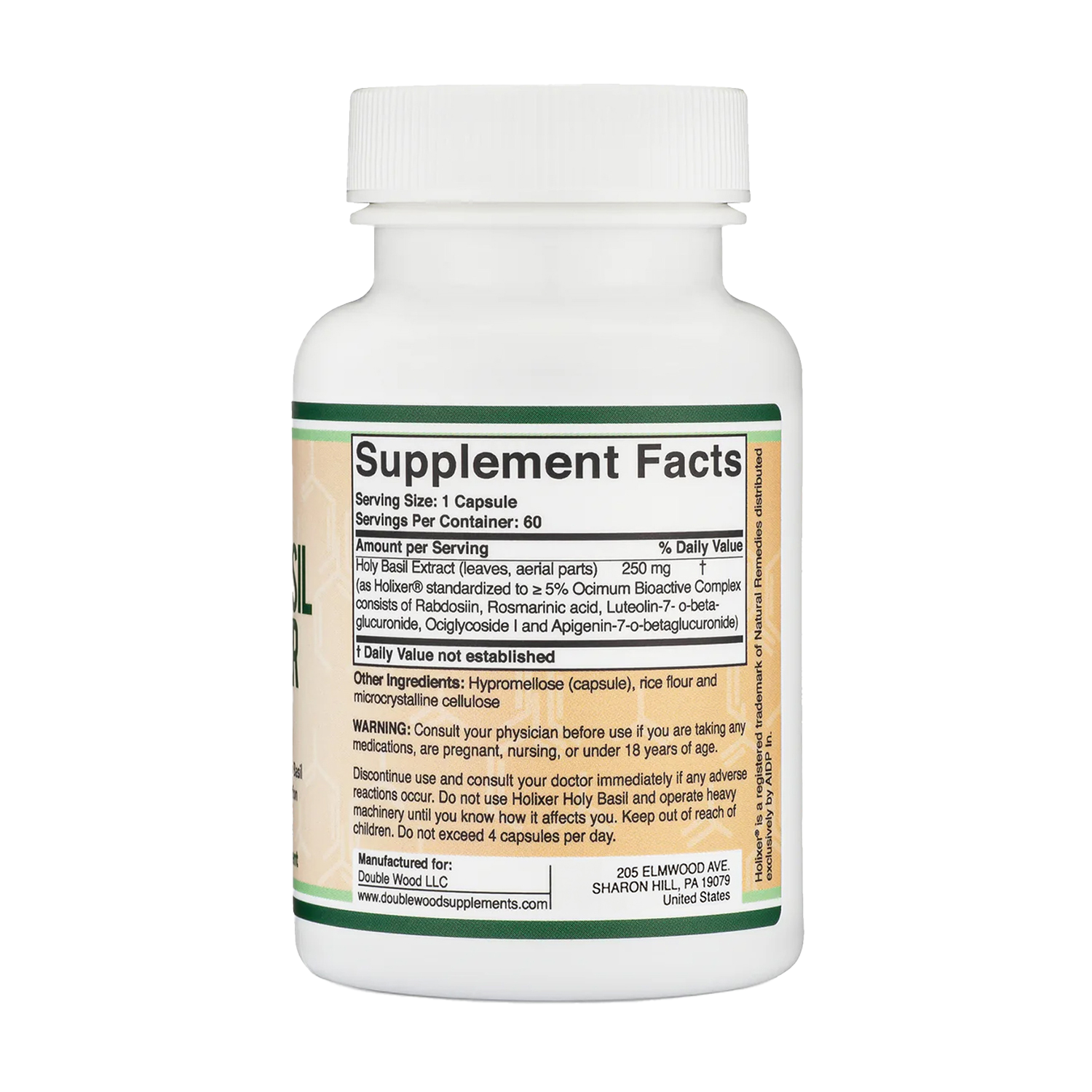 Double Wood - Extrait de basilic sacré Holixer - 60 gélules de 250 mg