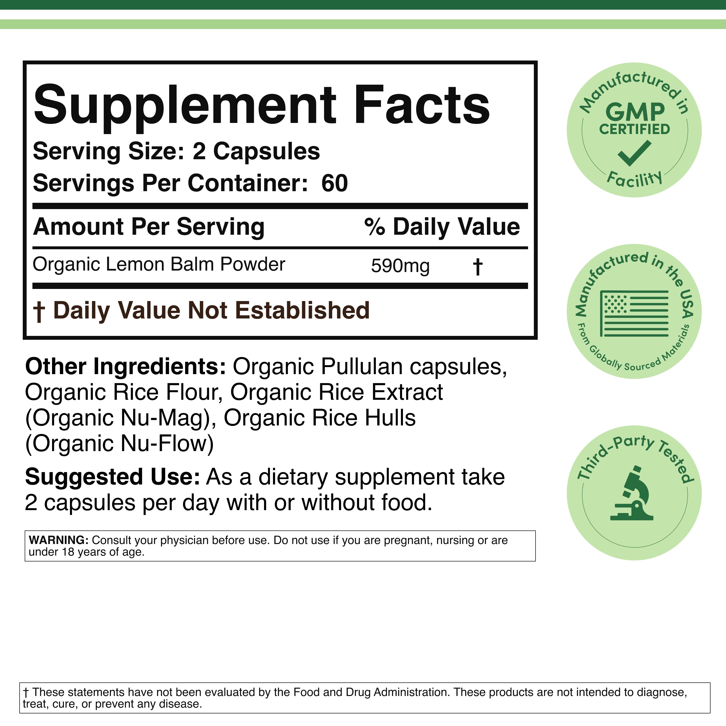 Double Wood - Lemon Balm Supplement