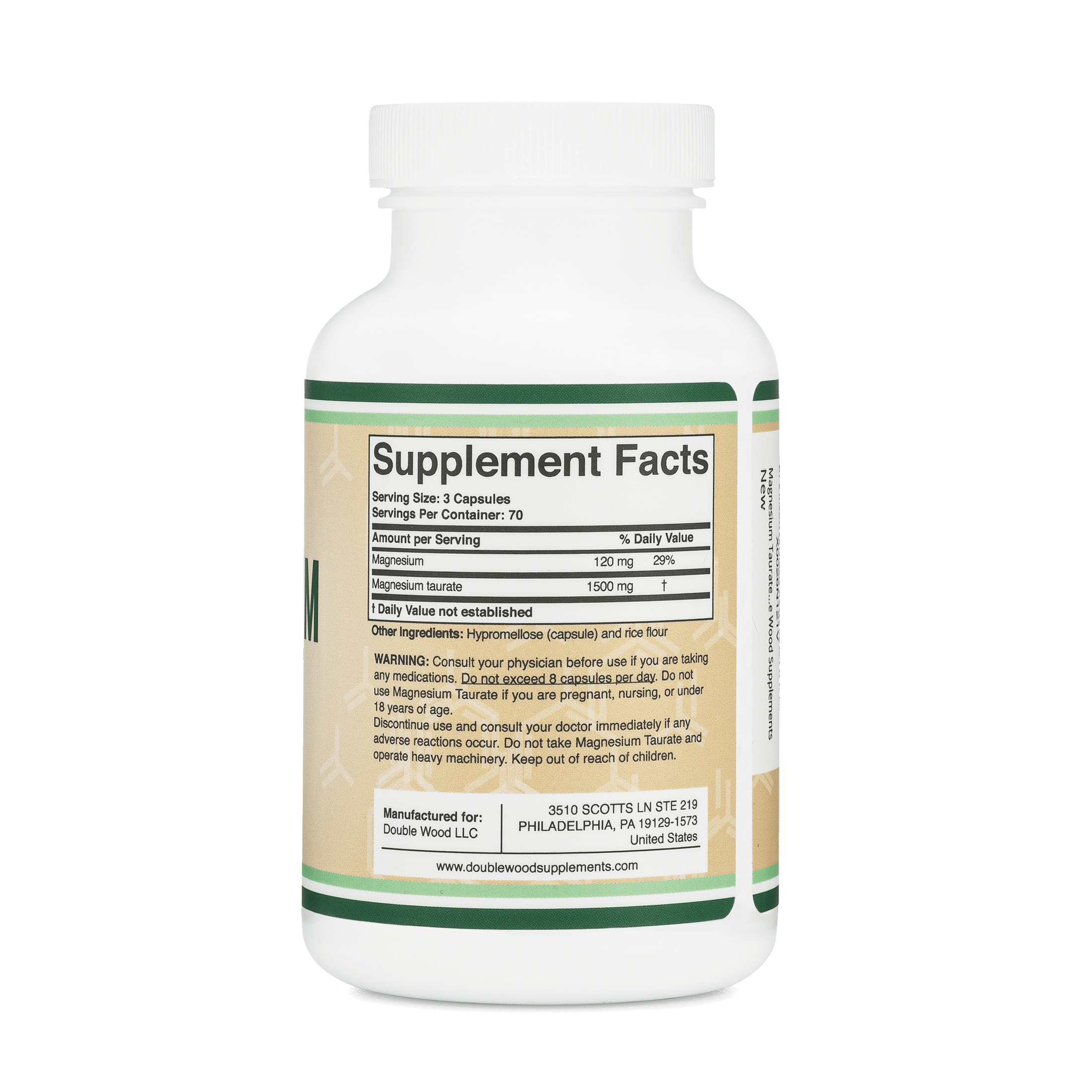 Double Wood - Taurate de Magnésium - Gélules de 210 x 500 mg