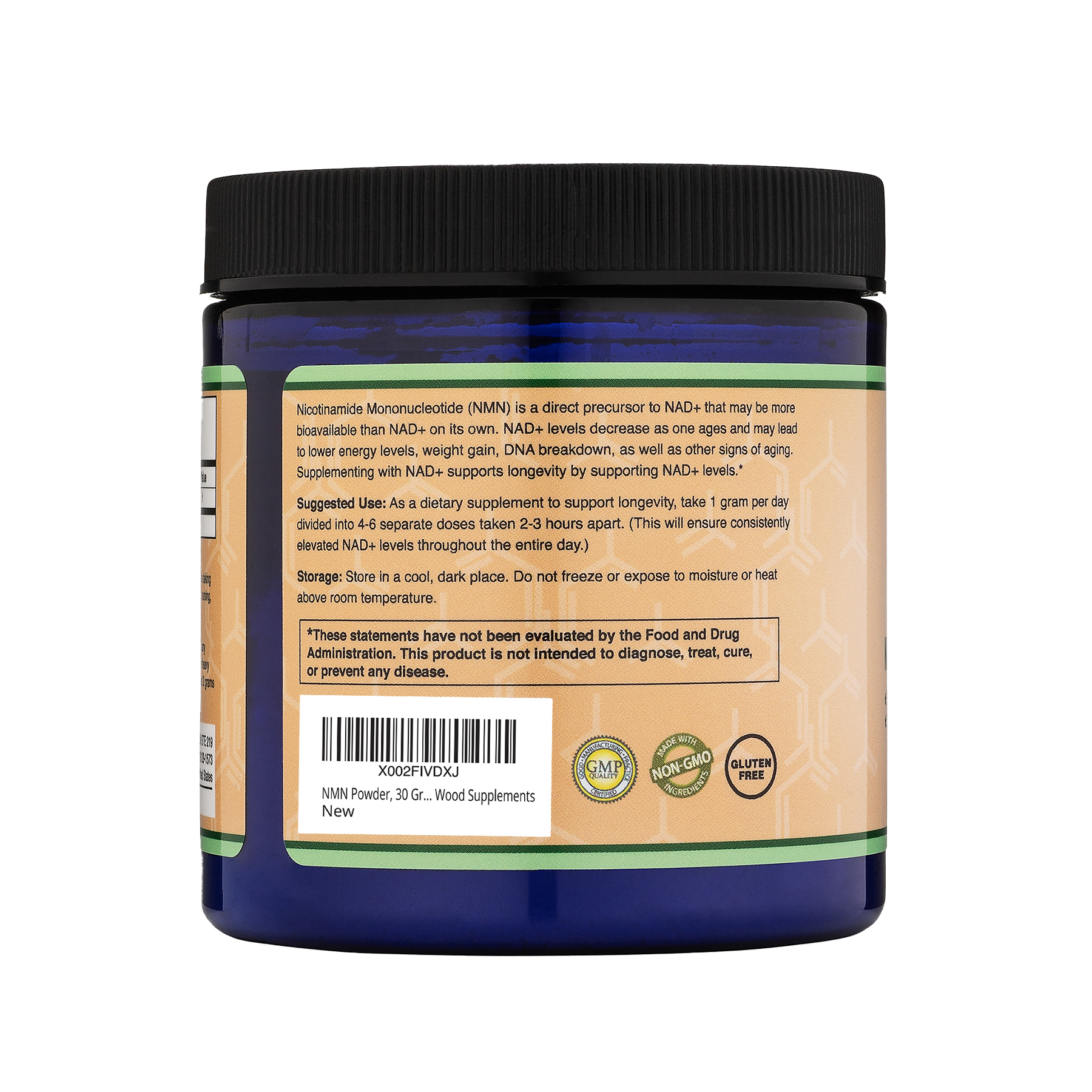 Double Wood - Poudre de mononucléotide nicotinamide - Pot de 30 grammes