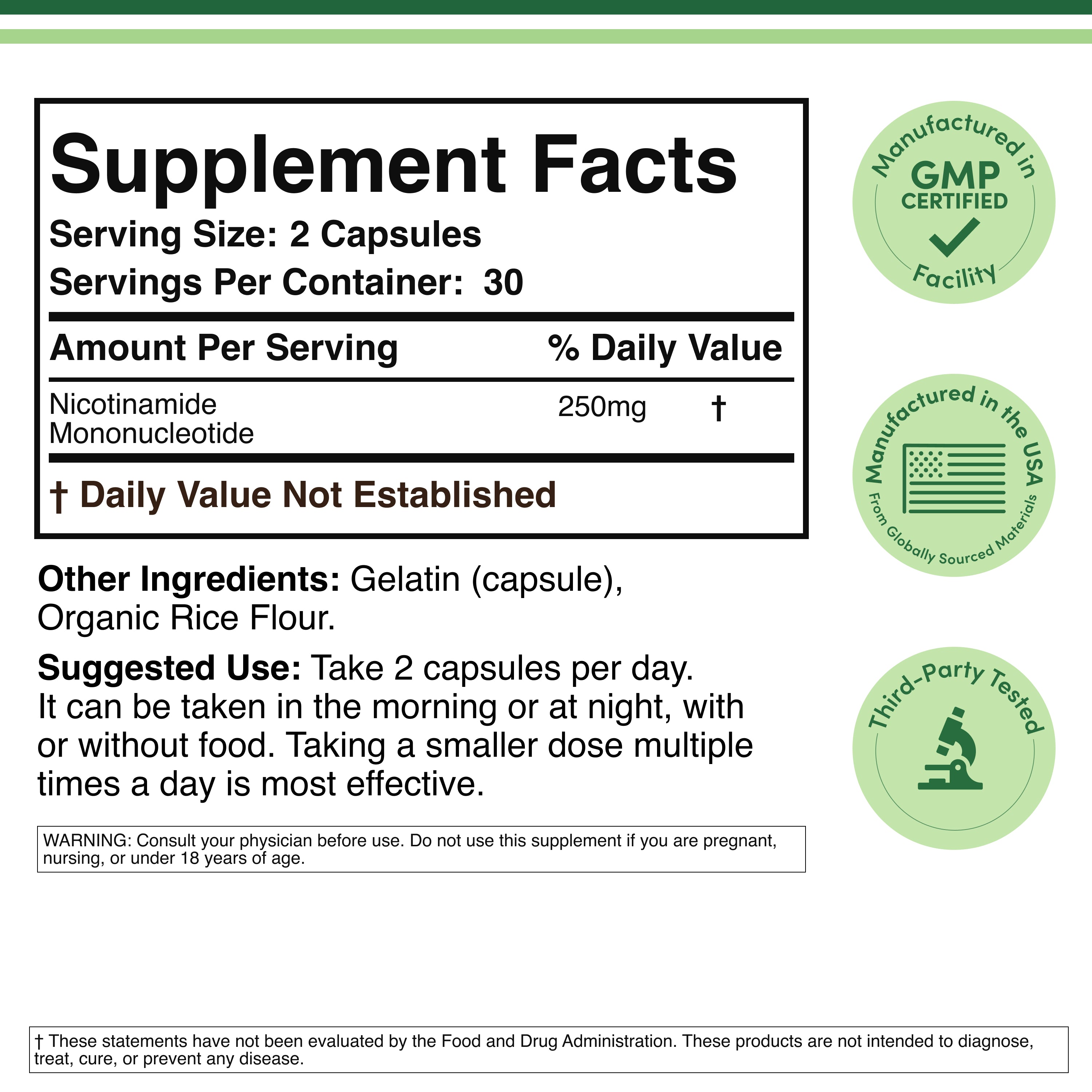Double Wood - Nicotinamide Mononucléotide (NMN) - 60 x 125 mg Capsules