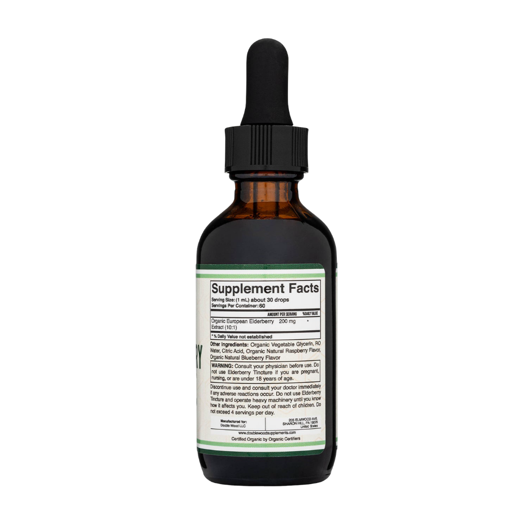 Bottle with dropper labeled 'Supplement Facts' on a white background