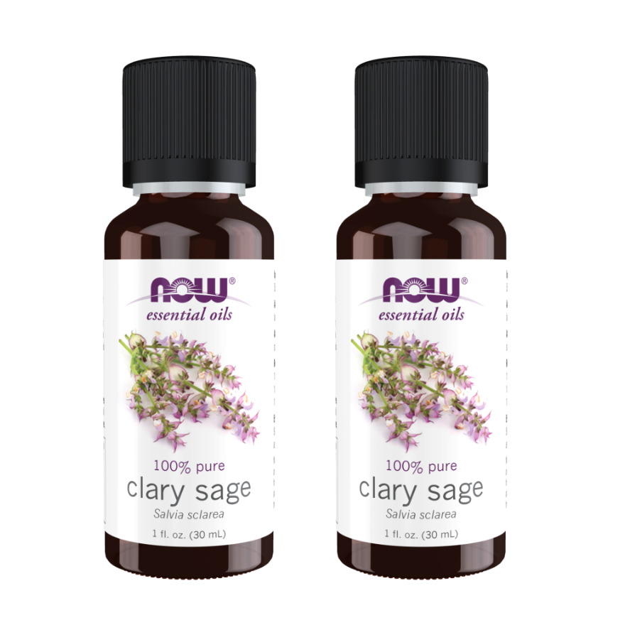 NOW Foods Essential Oils - Huile de sauge sclarée, 1 once (paquet de 2)
