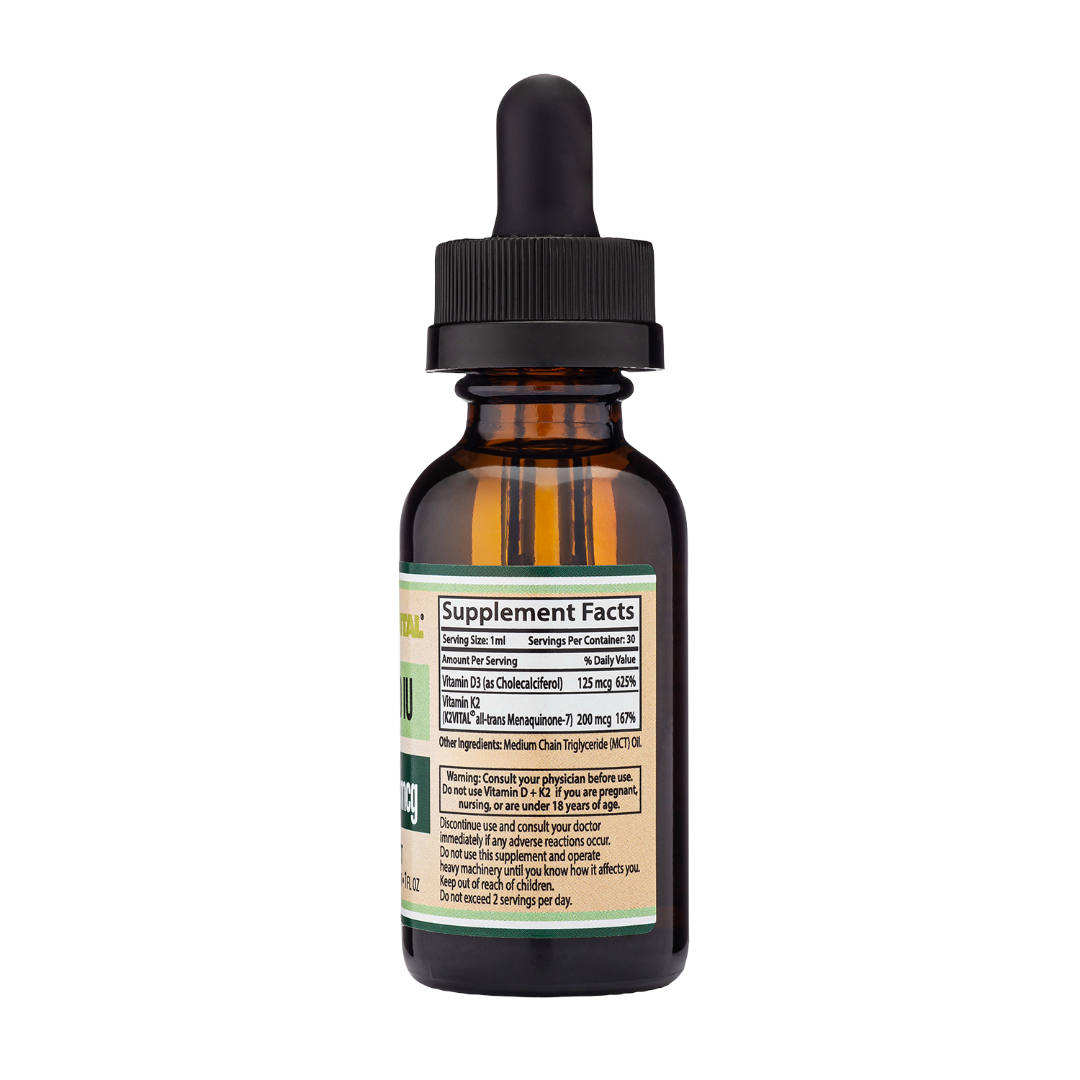 Double Wood - Vitamine D3 + K2 liquide - 5000 UI D3, 200 mcg K2/mL, 30 portions