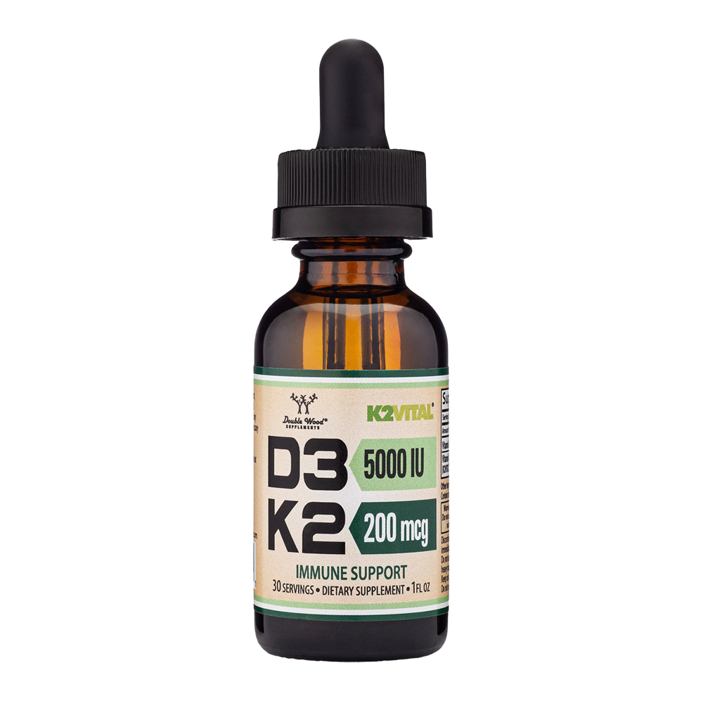 Double Wood - Vitamine D3 + K2 liquide - 5000 UI D3, 200 mcg K2/mL, 30 portions