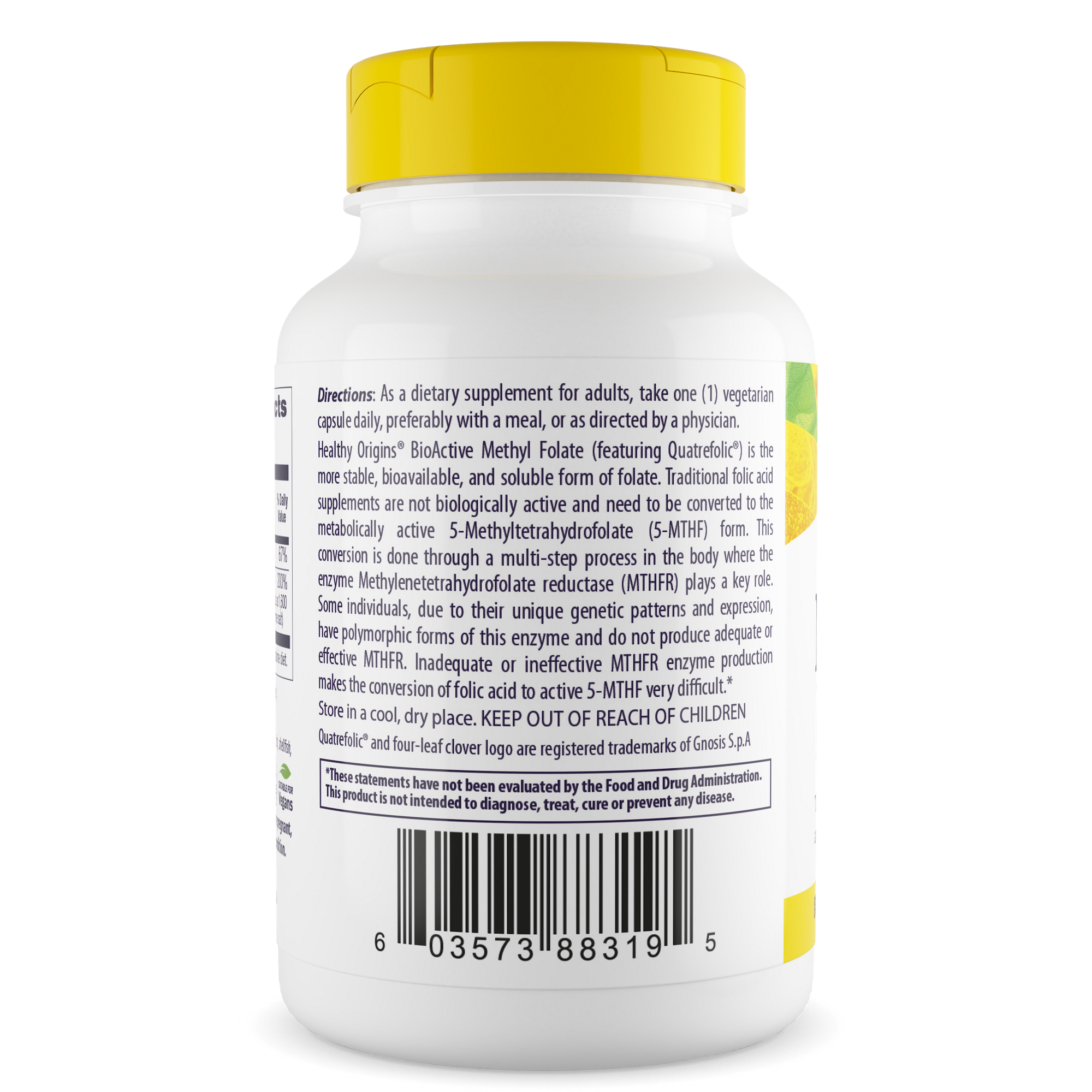 Healthy Origins - Folate de méthyle 800MCG (avec Quatrefolic)