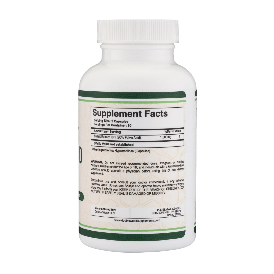 Double Wood - Résine Shilajit - 120 gélules de 500 mg