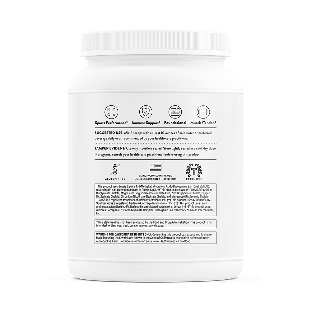 White supplement container with label on a black background