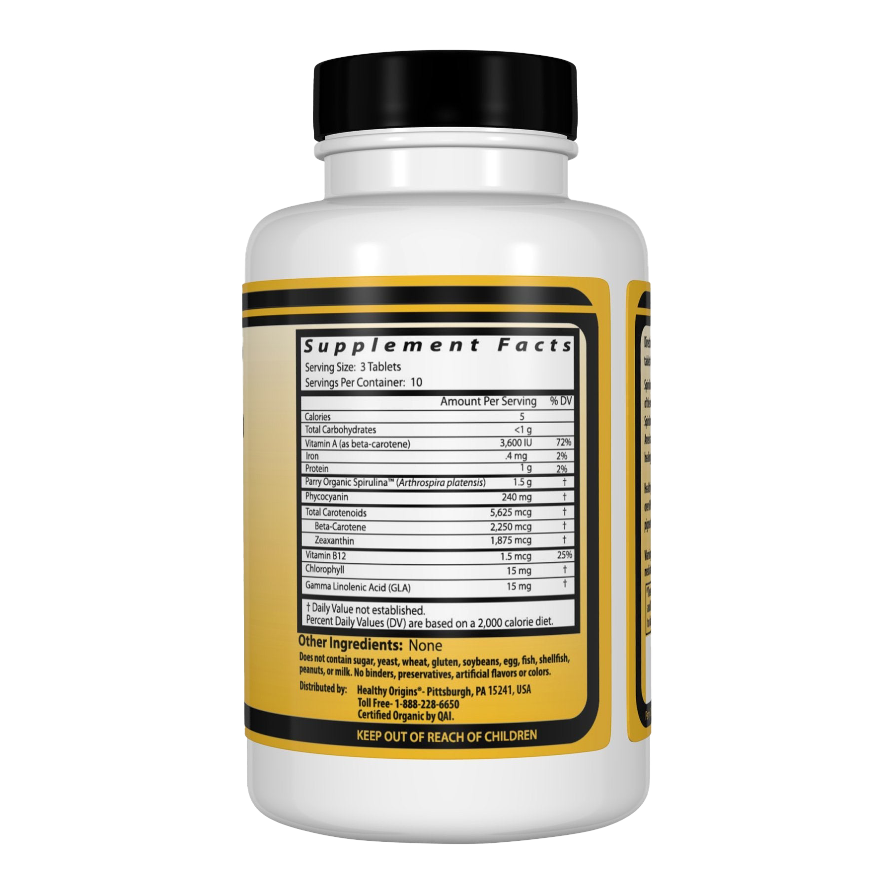 Healthy Origins - Spiruline, 500 mg (biologique)