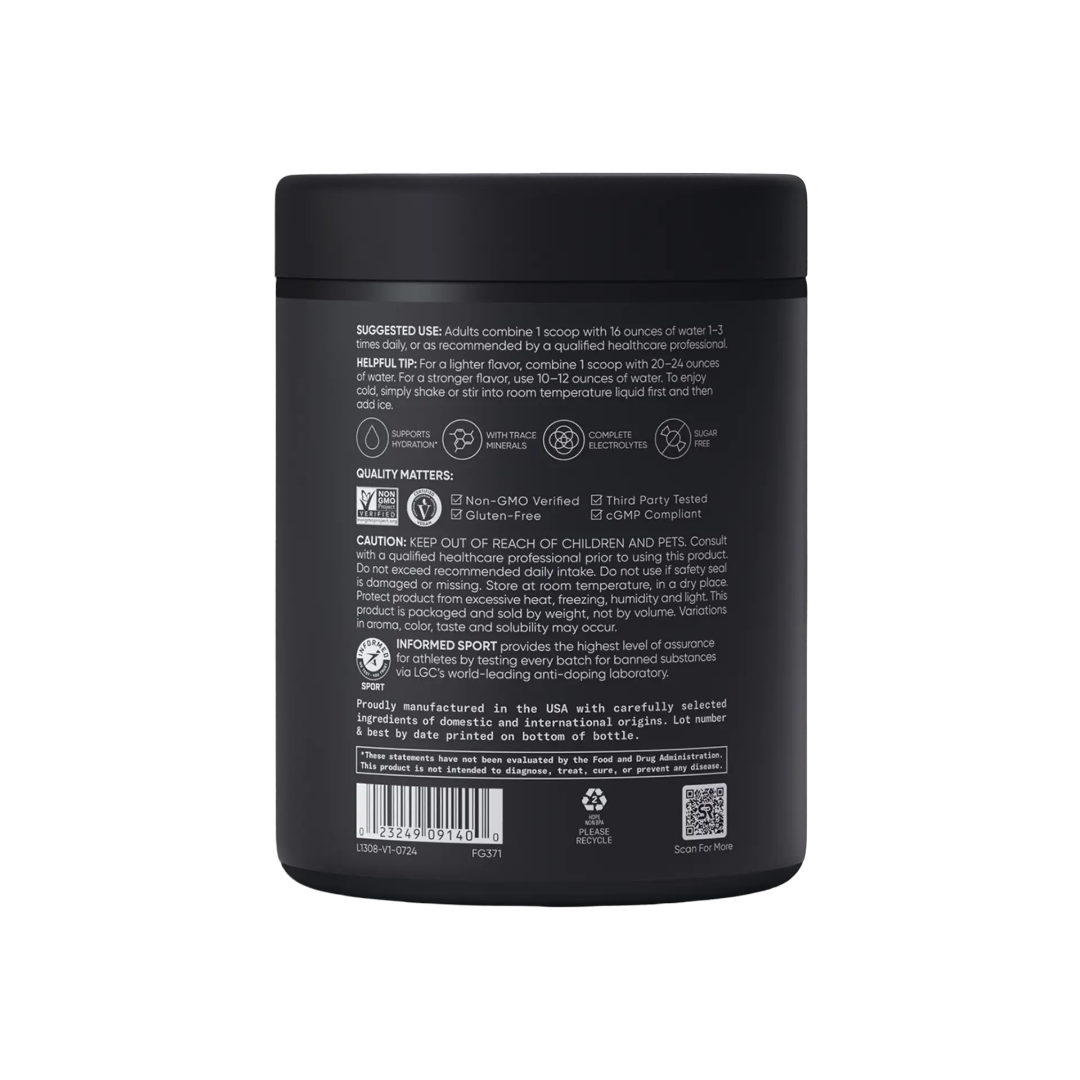 Black container with text and labels on a white background