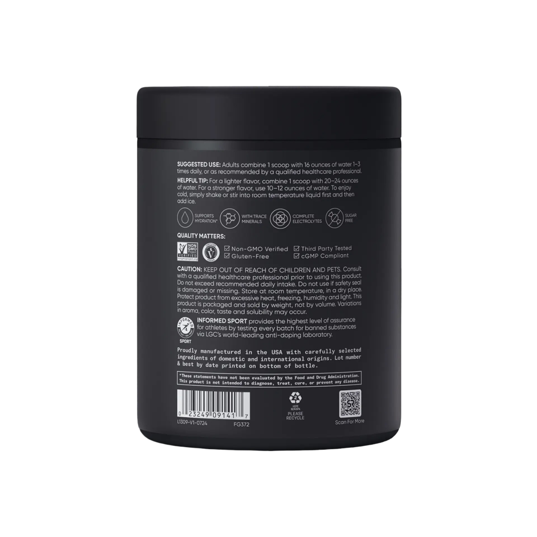 Black container with text and labels on a white background