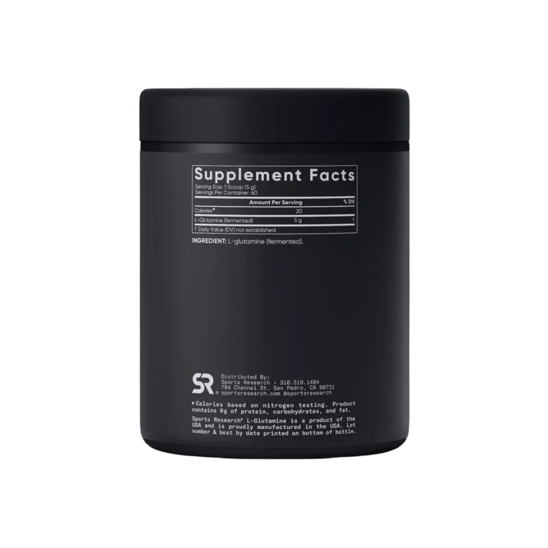 Sports Research supplement container with label on a white background.