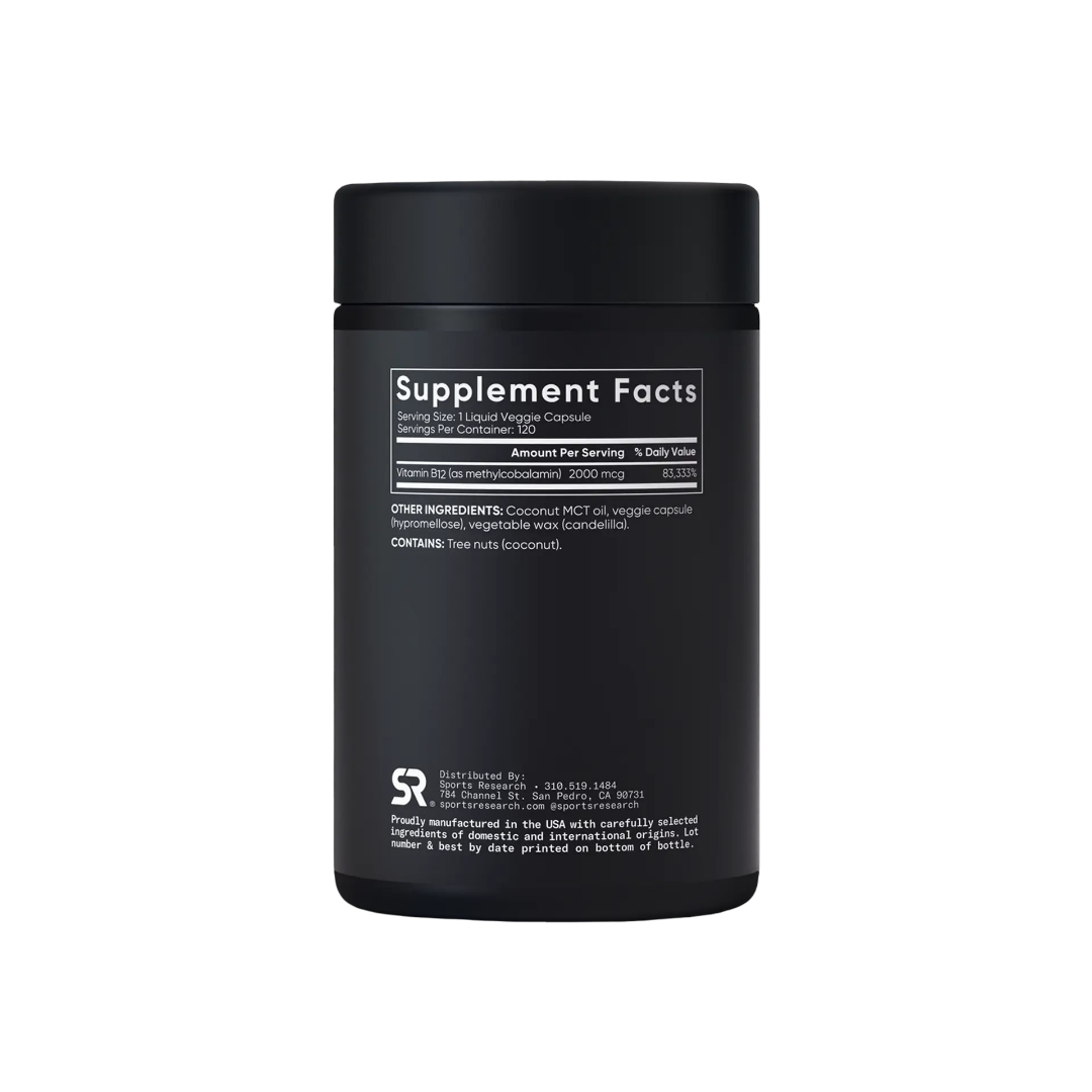 Black supplement container with 'Supplement Facts' text on a white background