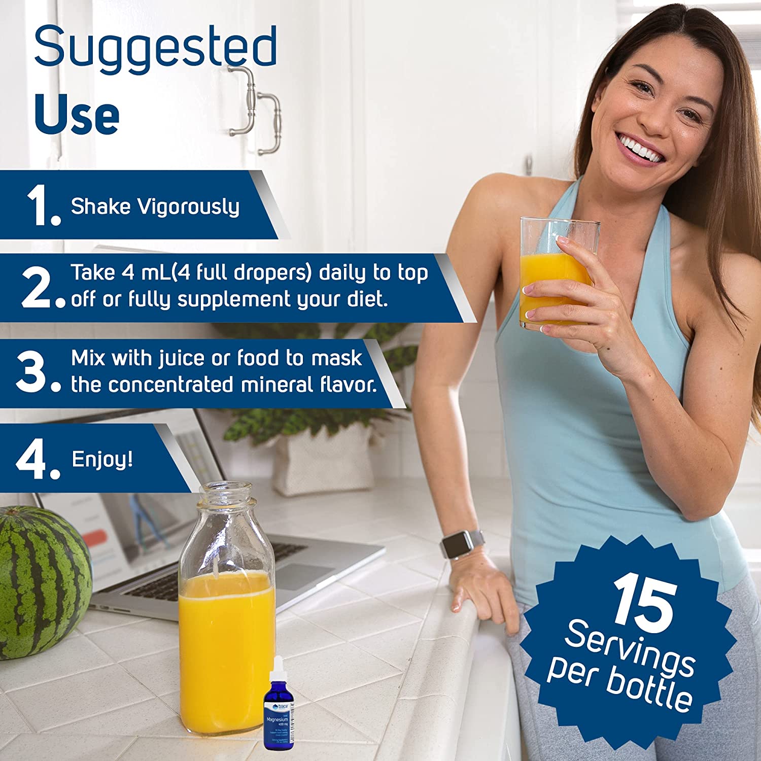 Trace Minerals - Liquid Ionic Magnesium, Supports Heart Health, 400mg - 2 Sizes