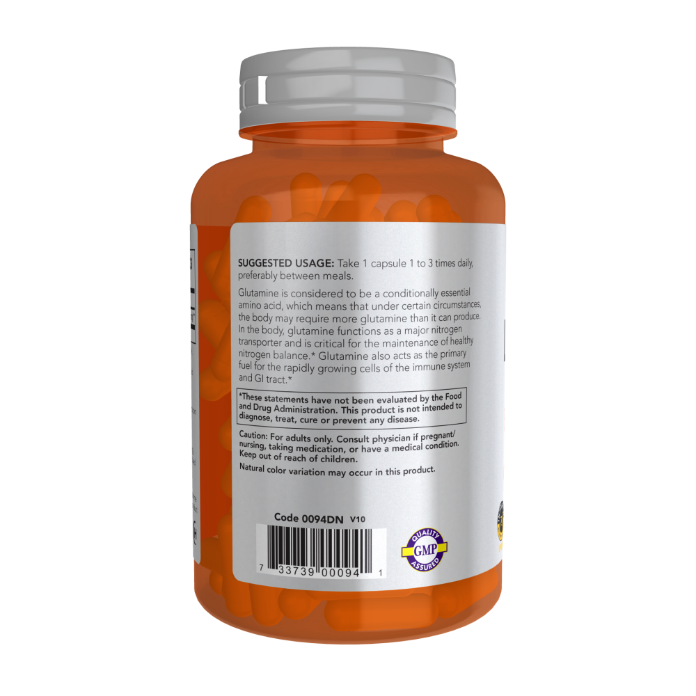 Maintenant - L-Glutamine, double concentration 1000 mg, 120 gélules