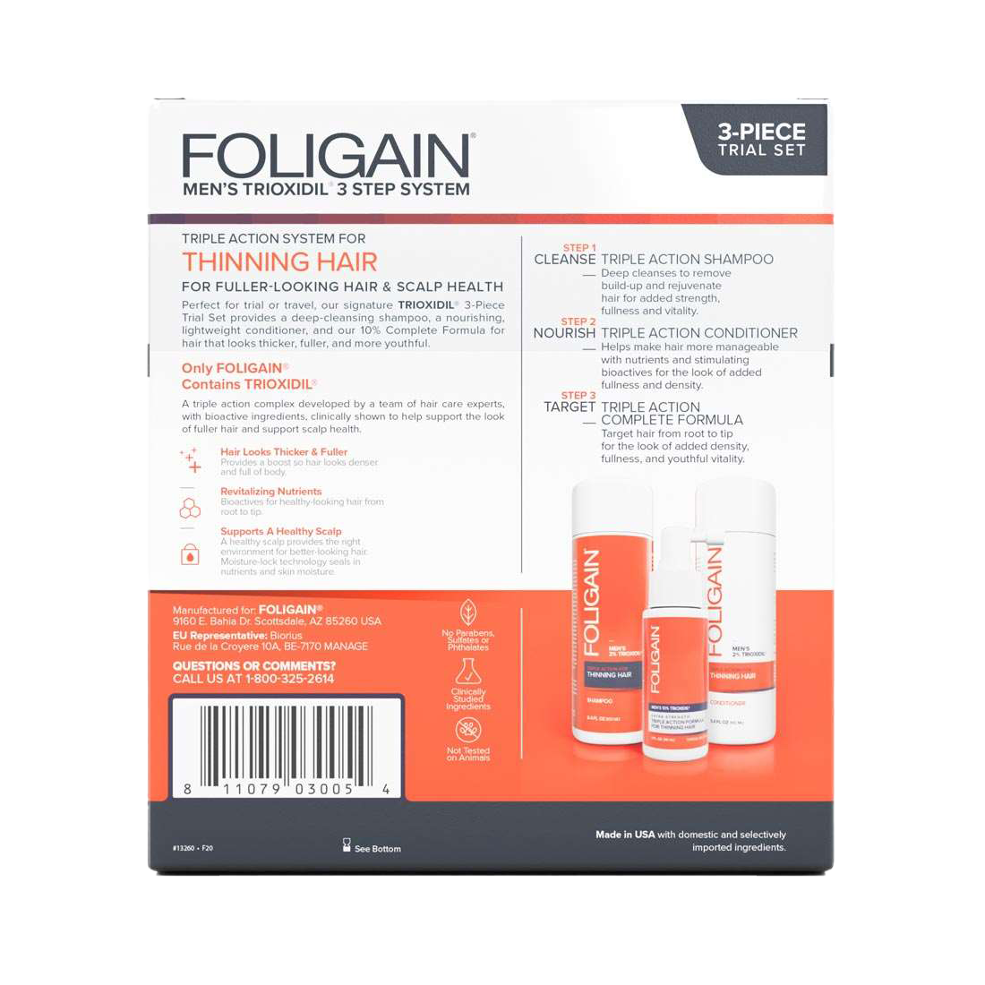 Foligain - 男士三重動作完整系統（3 件入門包） 