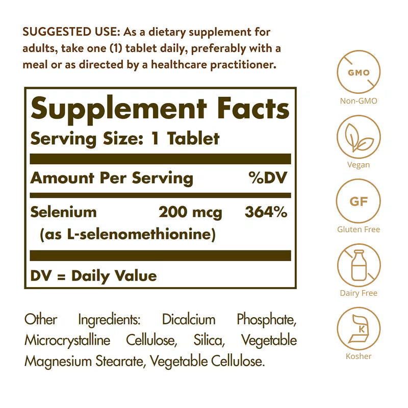 Solgar - Yeast-Free Selenium 200 mcg, 250 Tabs