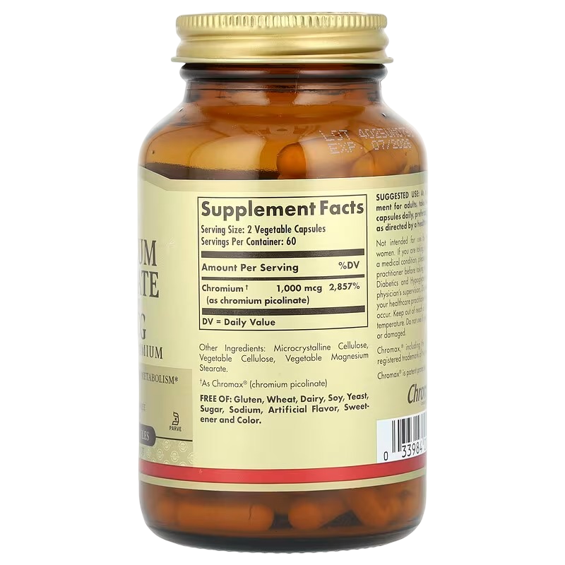 Solgar - Chromium Picolinate 500 mcg, 120 Vegetable Capsules