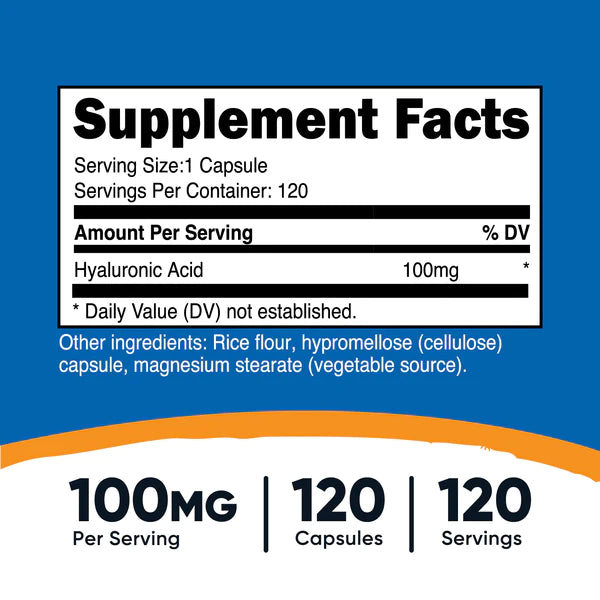 Nutricost - Hyaluronic Acid Caps 100mg, 120 VCaps