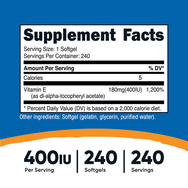 Nutricost - Vitamin E 400 IU, 240 SFGs