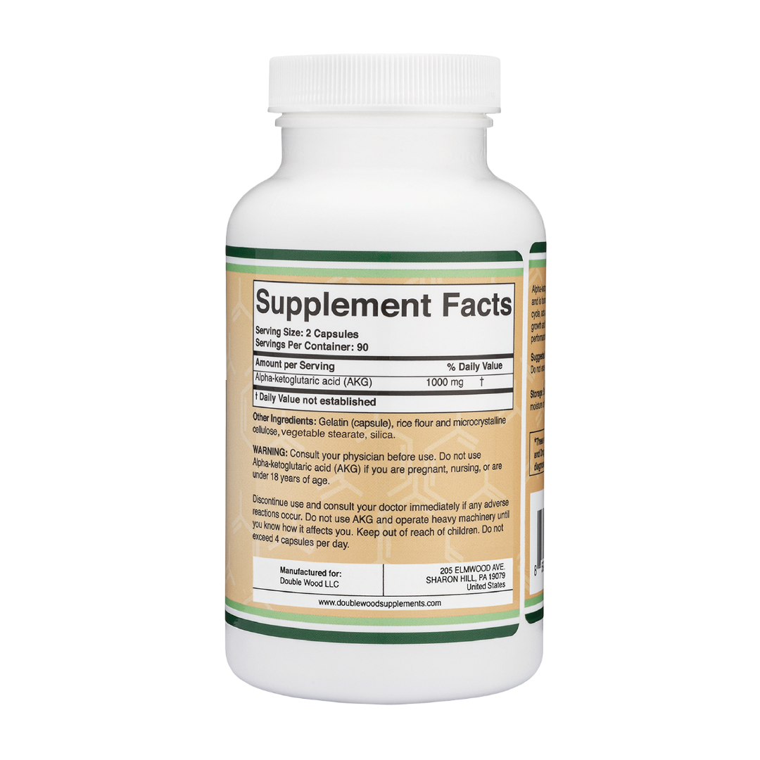 Double Wood - Acide alpha-cétoglutarique (AKG) - 180 gélules de 500 mg