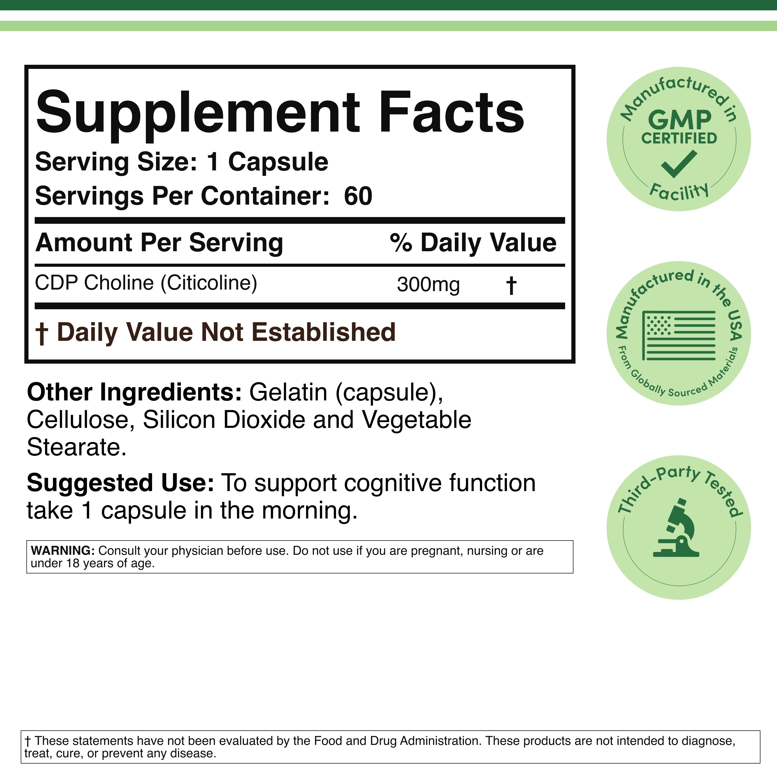 Double Wood - CDP Choline - 60 gélules de 300 mg