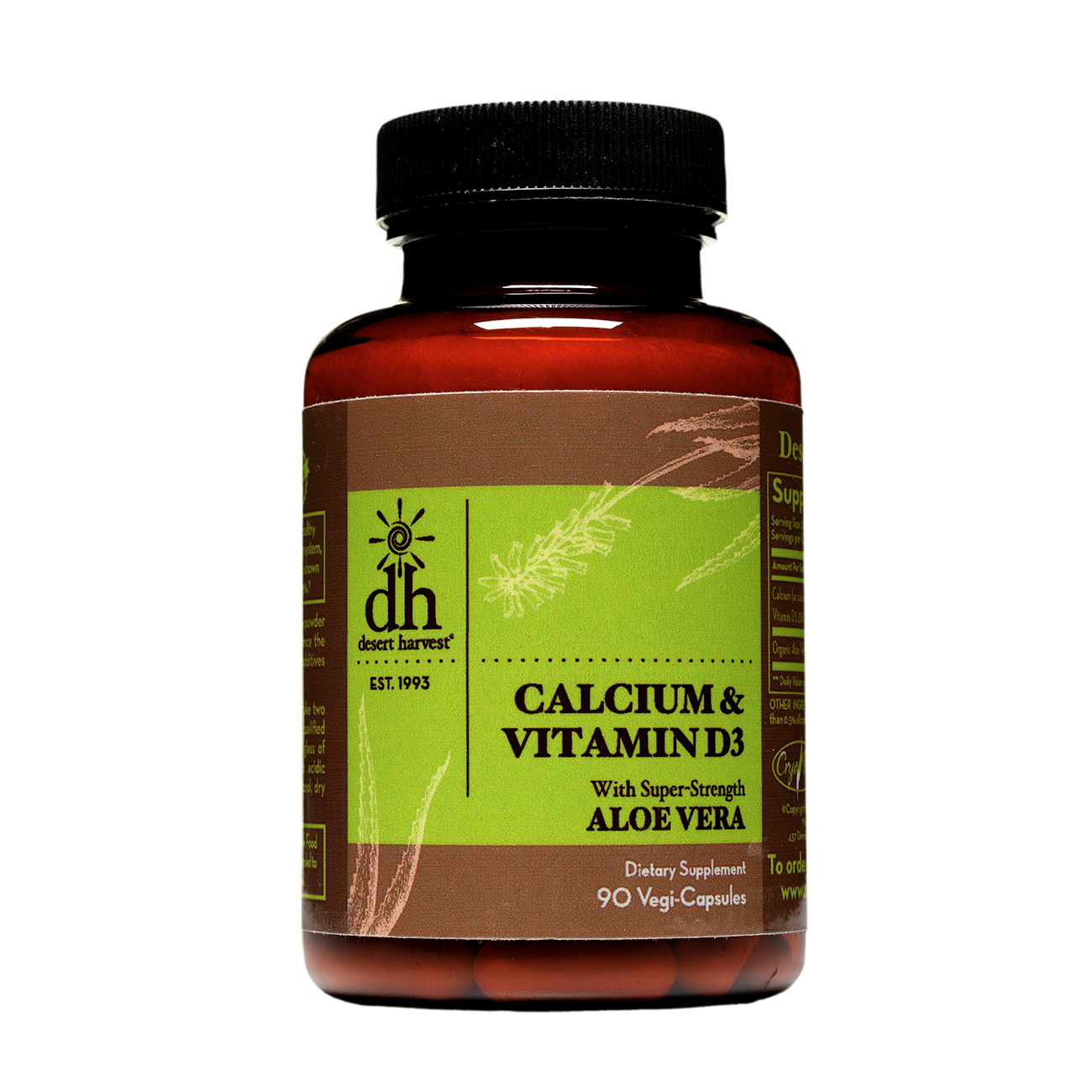 Desert Harvest - Calcium et vitamine D3 avec aloe vera super puissant (90 gélules)