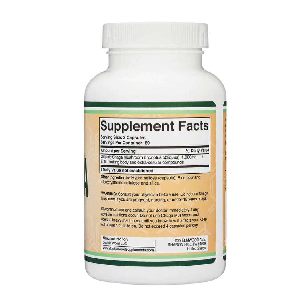 Double Wood - Champignon Chaga - 120 gélules de 500 mg