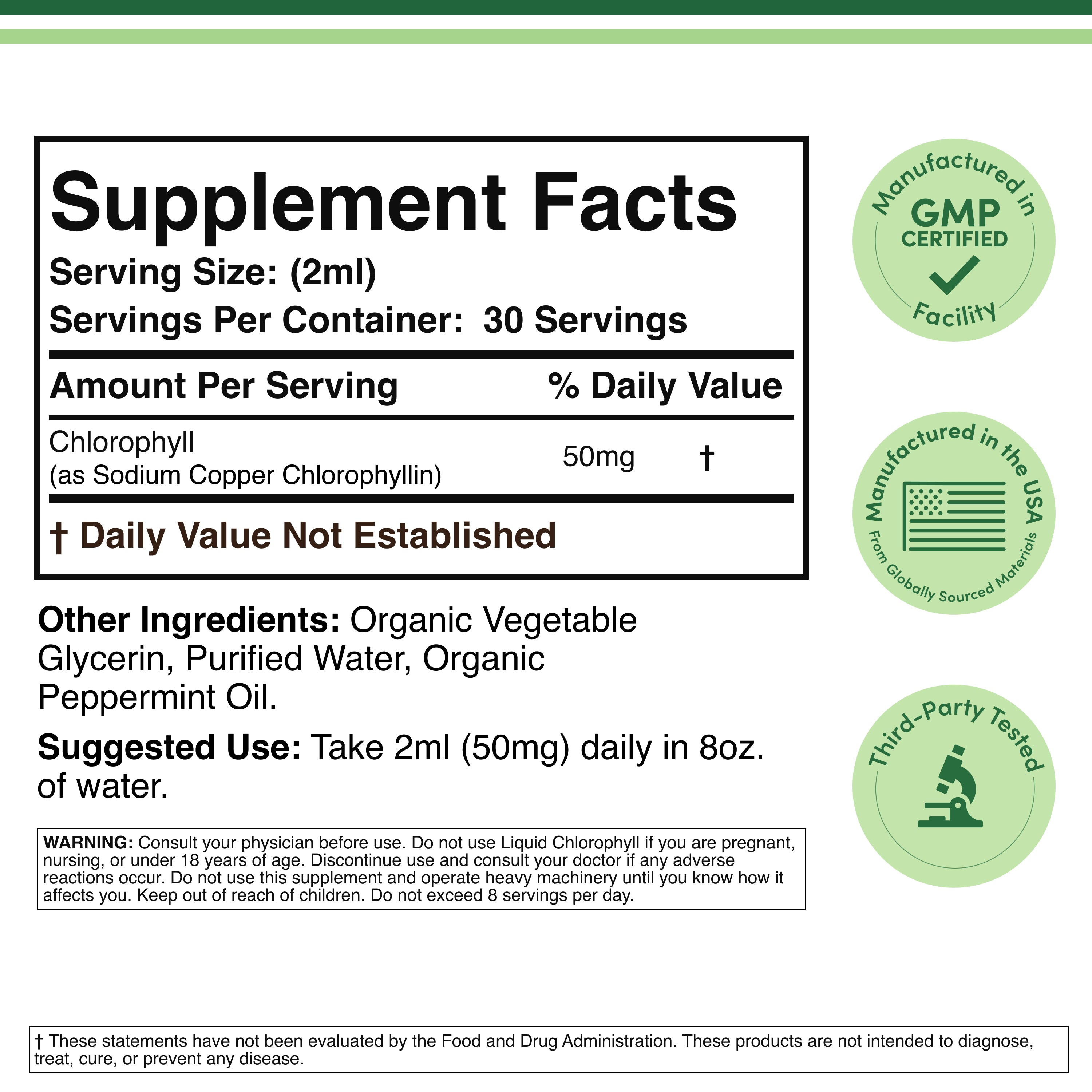 Double Wood - Chlorophylle liquide - Doses de 120 x 50 mg