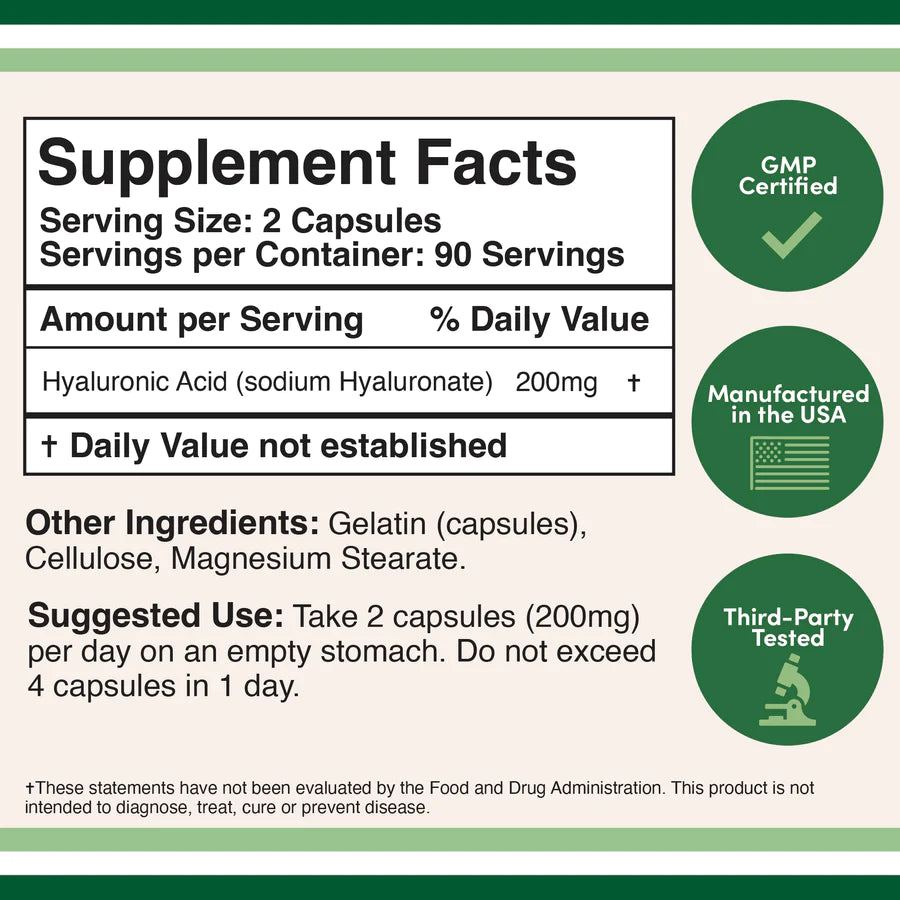 Double Wood - Acide Hyaluronique - 180 gélules de 100 mg