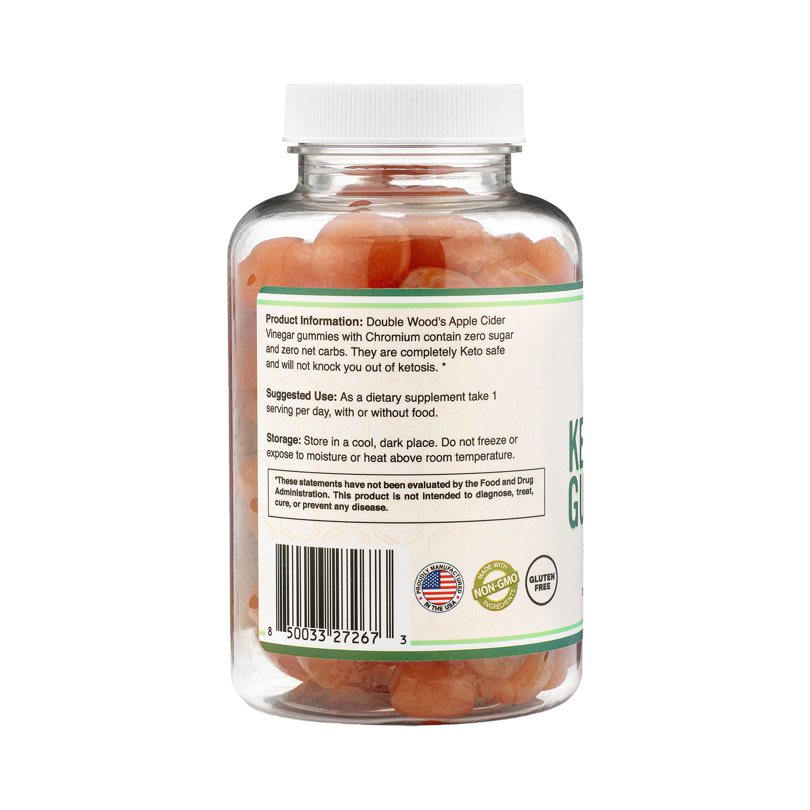 Double Wood - Gummies au vinaigre de cidre de pomme Keto - 60 x 187,5 mg de gummies