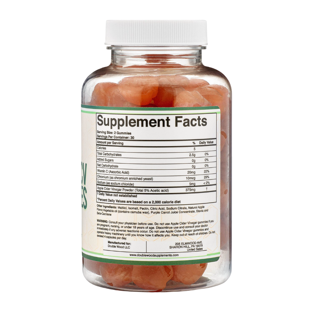Double Wood - Gummies au vinaigre de cidre de pomme Keto - 60 x 187,5 mg de gummies